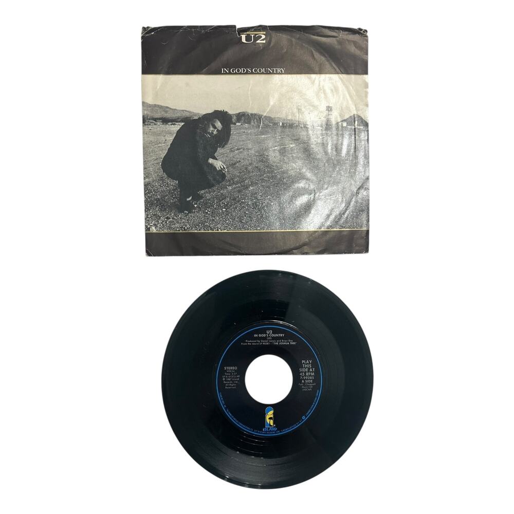 U2 “In God’s Country” 1987 7” Vinyl Single with Sleeve Island Records